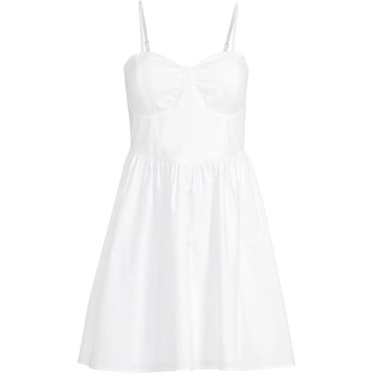 New White Poplin Cami  Dress in White