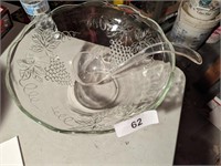 Anchor Hocking Glass Punch Bowl w/ Mugs