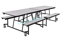 1X,10'-12'FOLDING CAFETERIA TABLE W/ FIXED BENCH