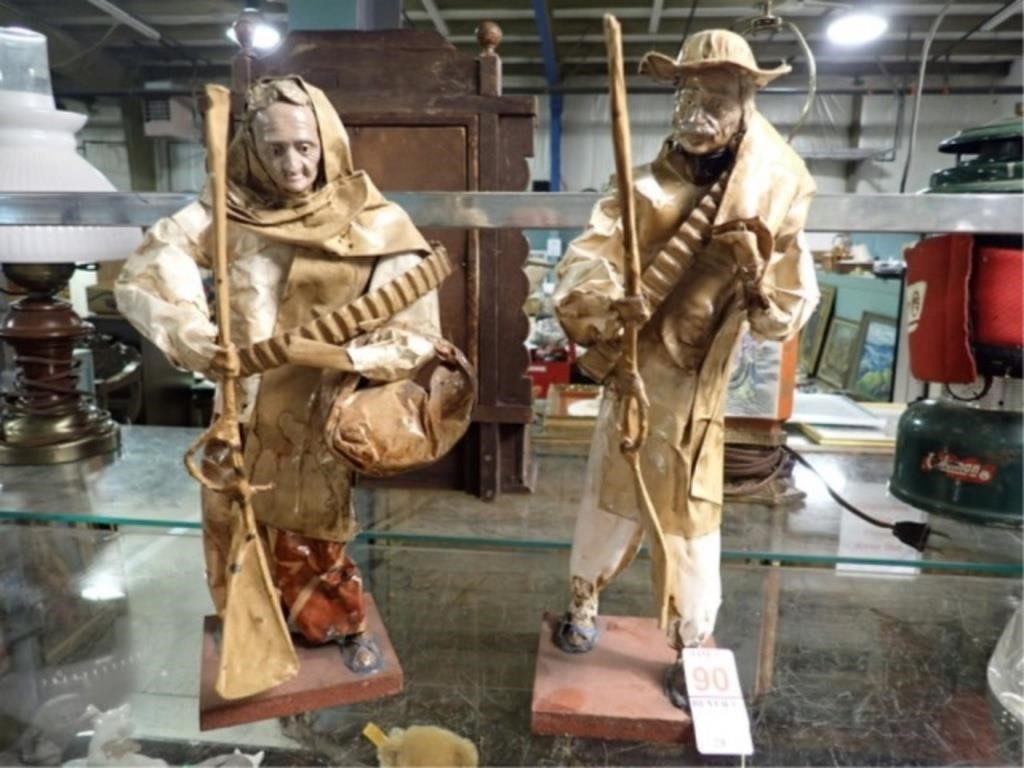 2 PAPIER-MACHE 13" RIFLEMAN FIGURES