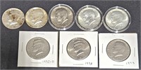 8 Kennedy Half Dollars - 1960s, 1970s, 1990s