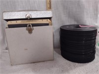 Lrg Lot of Vinyl 45 Records & Case