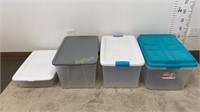 Clear Plastic Storage Totes 4pc Lot