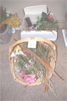 Basket, tote, artificial plants, flowers