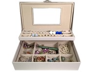Multi-Compartment Jewelry Box w/ Contents