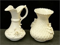 BELLEEK Ireland Ceramic Vase & Pitcher