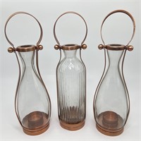 Copper and Glass Bottle Candleholders