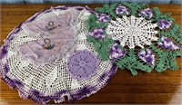 Two 17'' Vintage Crocheted Doilies and more