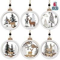 Joiedomi 6 Pcs Wooden Christmas Ornaments Hanging
