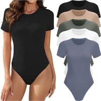 MLYENX 5 Pack Body Suits for Womens Short Sleeve R