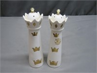 Pair of Vintage Salt and Pepper Shakers Crowns