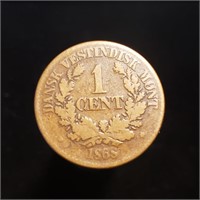 1868 Danish West Indies 1 Cent - Mintage 240k!