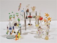 Spun Glass Figurines : Christmas Trees, Baskets