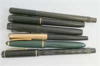 Set six vintage ink pens with 14ct gold nibs
