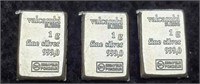 (3) 1 Gram 999 Silver Bars