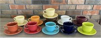11 Fiesta ware Cups and Saucers