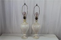 Pair of White Marble Lamps