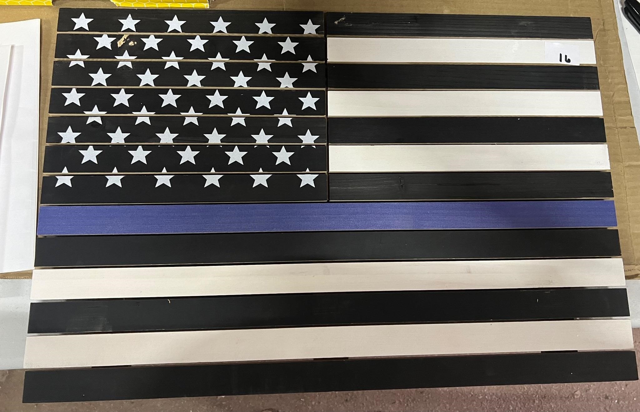 Wooden Police Flag Decor