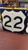 Metal Route 22 Road Sign - 36x36 inches