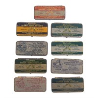 Nine Victor Tungs-Tone needle tins