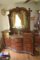 Large Very Nice Marble Top Dresser w/ Mirror