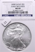 2008 NGC MS69 SILVER EAGLE