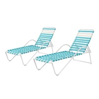Blue Adjustable Outdoor Strap Chaise Lounge