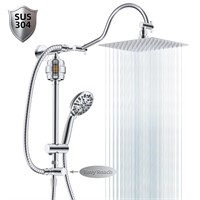 Hibbent All Metal 10'' Filtered Rainfall Shower He