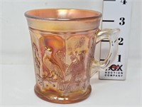 Singing Birds Marigold Carnival Glass Mug