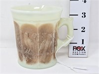 Singing Birds Carnival Glass Mug White Custard