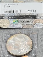 1887 Morgan Silver Dollar, ch Uncirculated-63