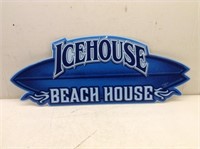 Ice House "Beach House" Metal Sign  14 x 36