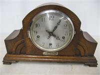 1930'S ENGLISH OAK WESTMINISTER CHIME MANTLE CLOCK