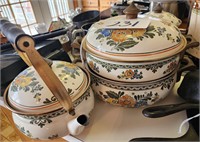 ASTA Floral Pots, Pans, (2) Teapots