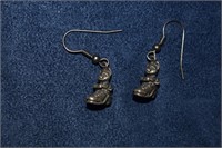 Sterling Silver Mouse in Shoe Earrings