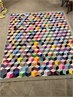 Hand sewn 3-d block quilt
