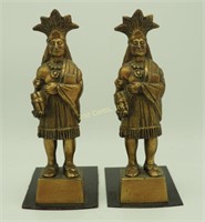 2 Vtg Art Brass Tribal Sculpted 158 Bookends