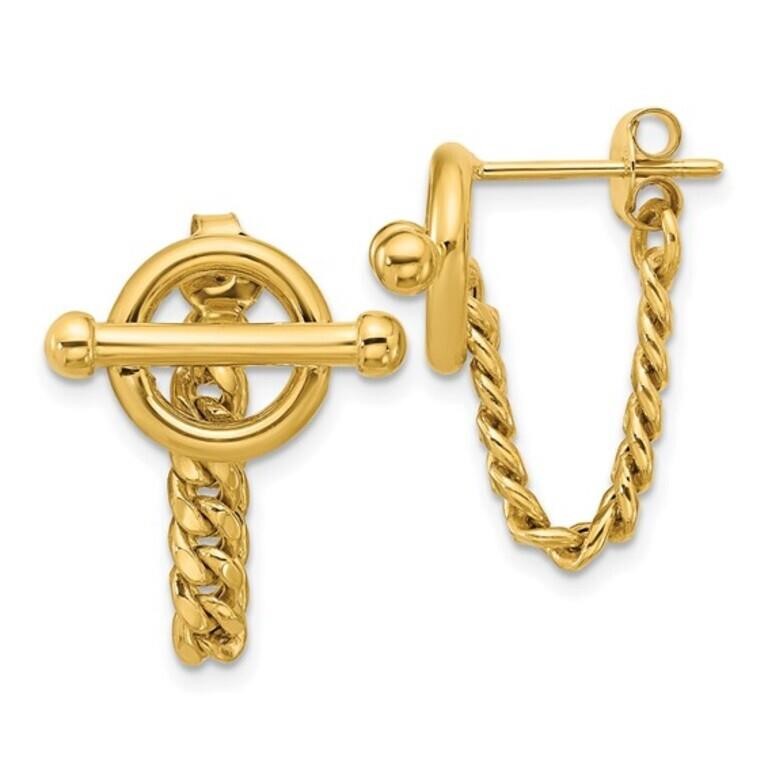 14K - Toggle Chain Post Earrings