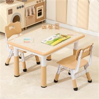 Toddler Table and 2 Chairs, Height-Adjustable