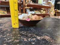 Small Wooden Bowl w/ Various Rocks