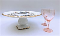 Royal Imperial Antique Cake Plate & Glasses