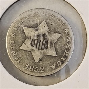 1852 3 Cent Silver nice condition