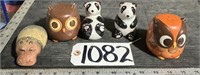 Panda, Hippo & Owl Salt & Pepper Shakers