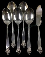 (5) Wallace Sterling Orchid Elegance Soup Spoons