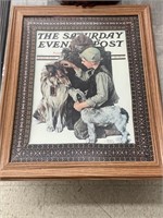 Framed tin reproduction of Norman Rockwell