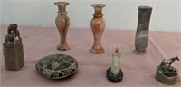 703 - BUD VASES & CARVED FIGURINES