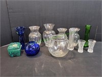 Glass Flower Vases & Ceramic Trinket Box