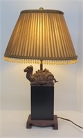Camel Table Lamp Wooden Base Oval Shade