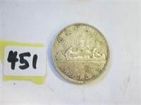 1961 Canadian Silver One Dollar Coin