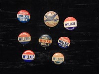 (8) Willkie Political Buttons